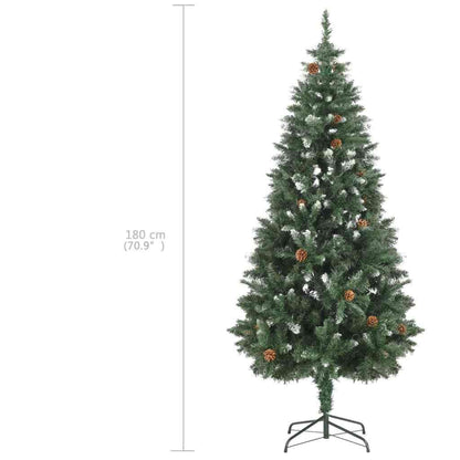 vidaXL Künstlicher Weihnachtsbaum mit Beleuchtung Kugeln Zapfen 180 cm