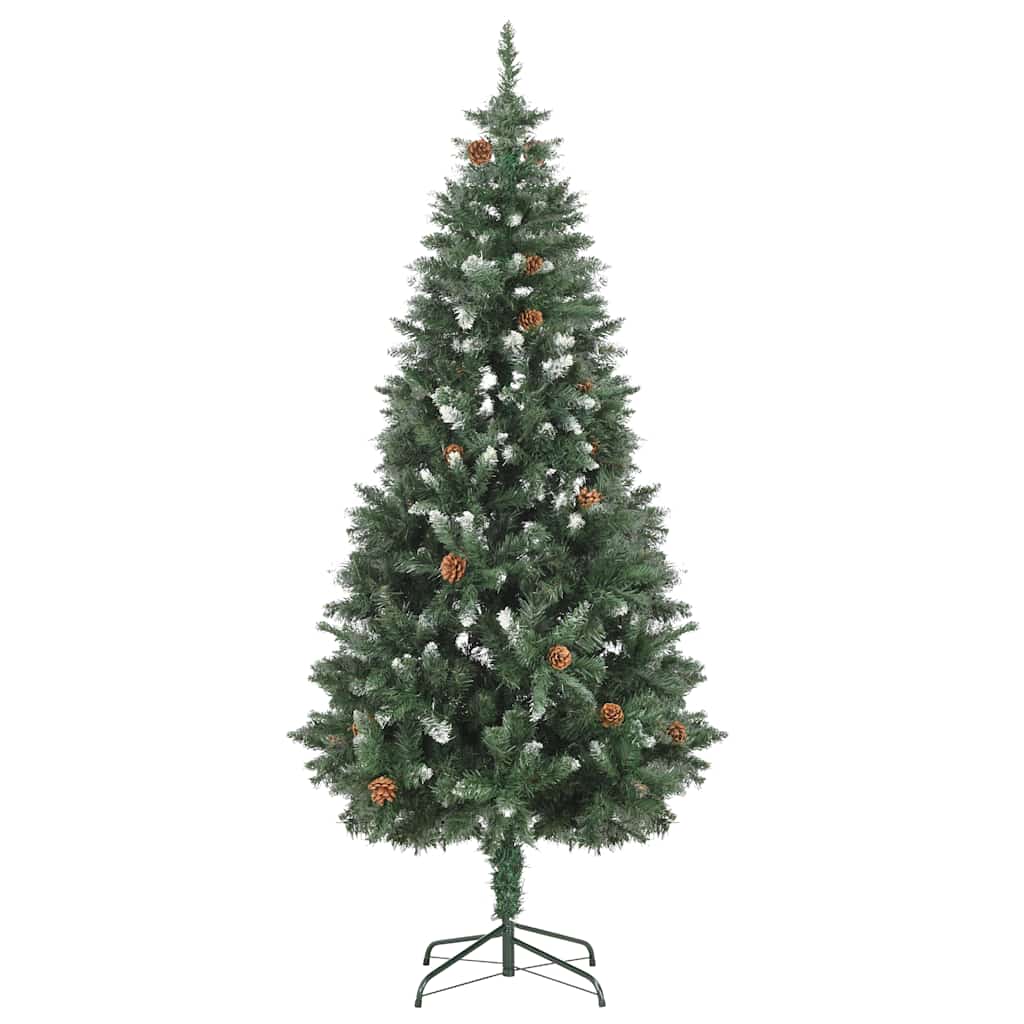 vidaXL Künstlicher Weihnachtsbaum mit Beleuchtung Kugeln Zapfen 180 cm