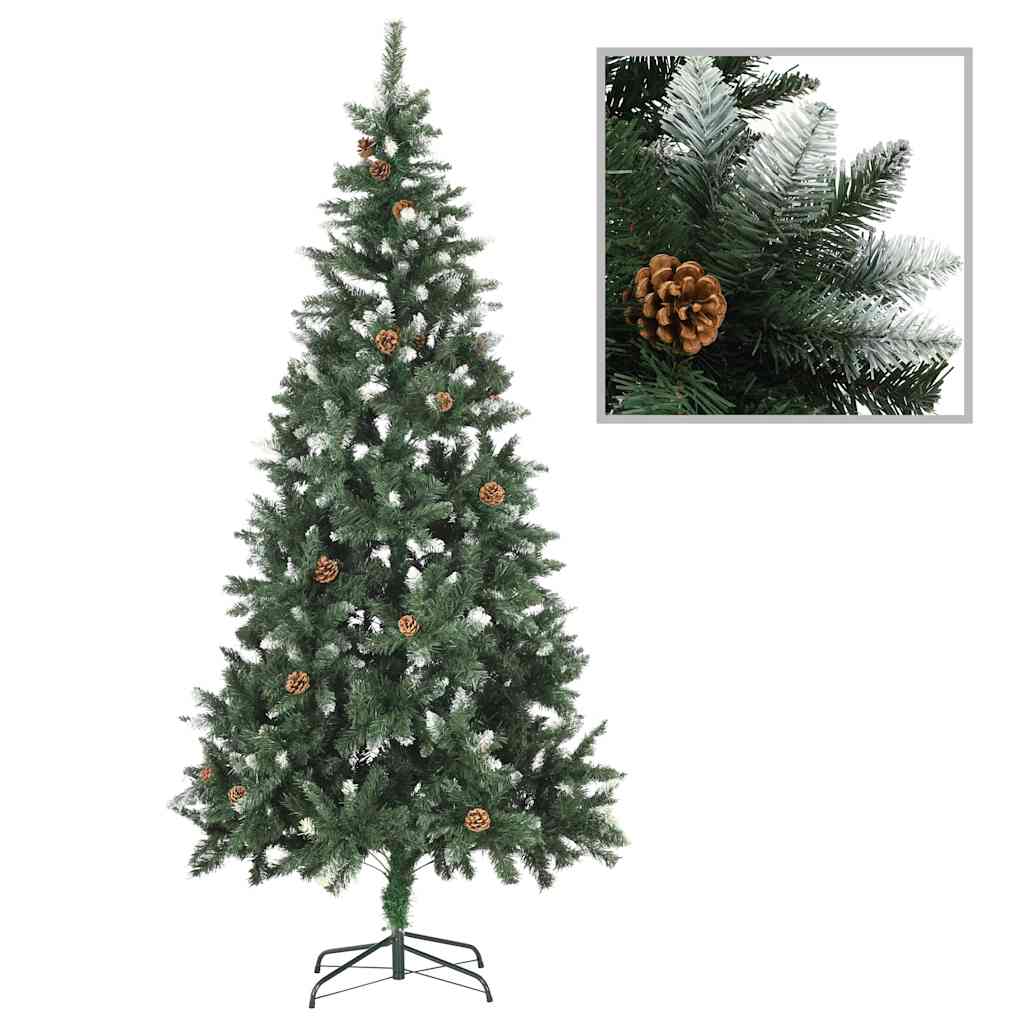 vidaXL Künstlicher Weihnachtsbaum mit Beleuchtung Kugeln Zapfen 210 cm