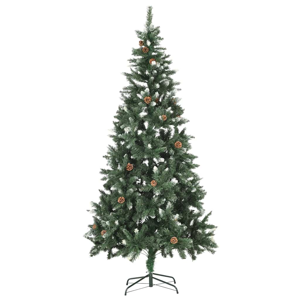 vidaXL Künstlicher Weihnachtsbaum mit Beleuchtung Kugeln Zapfen 210 cm