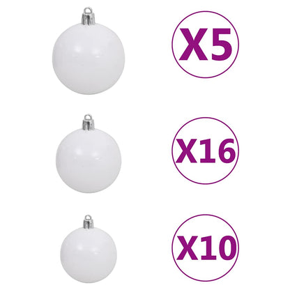vidaXL Künstlicher Weihnachtsbaum mit Beleuchtung Kugeln Zapfen 210 cm