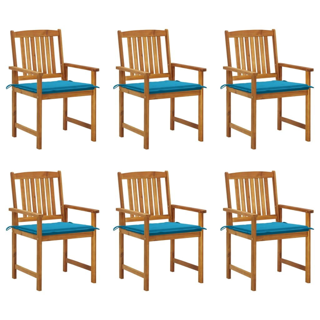 vidaXL Chaises de jardin avec coussins 6 pcs Bois d'acacia massif