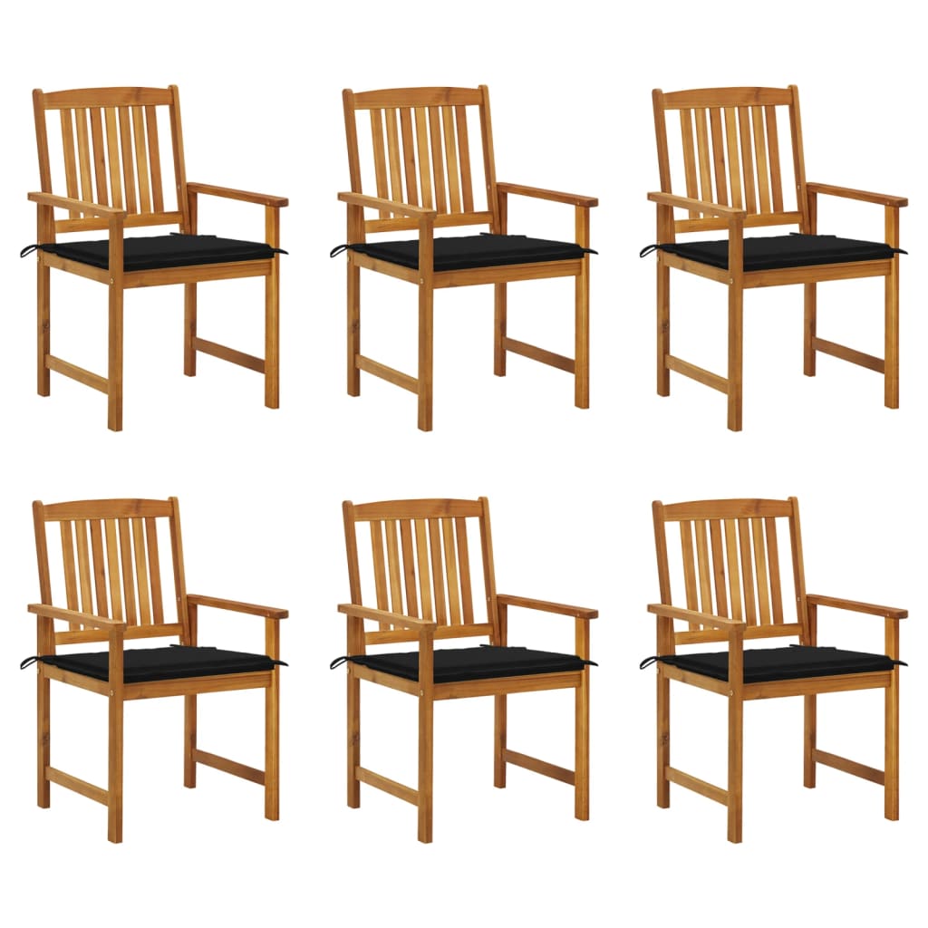 vidaXL Chaises de jardin avec coussins 6 pcs Bois d'acacia massif