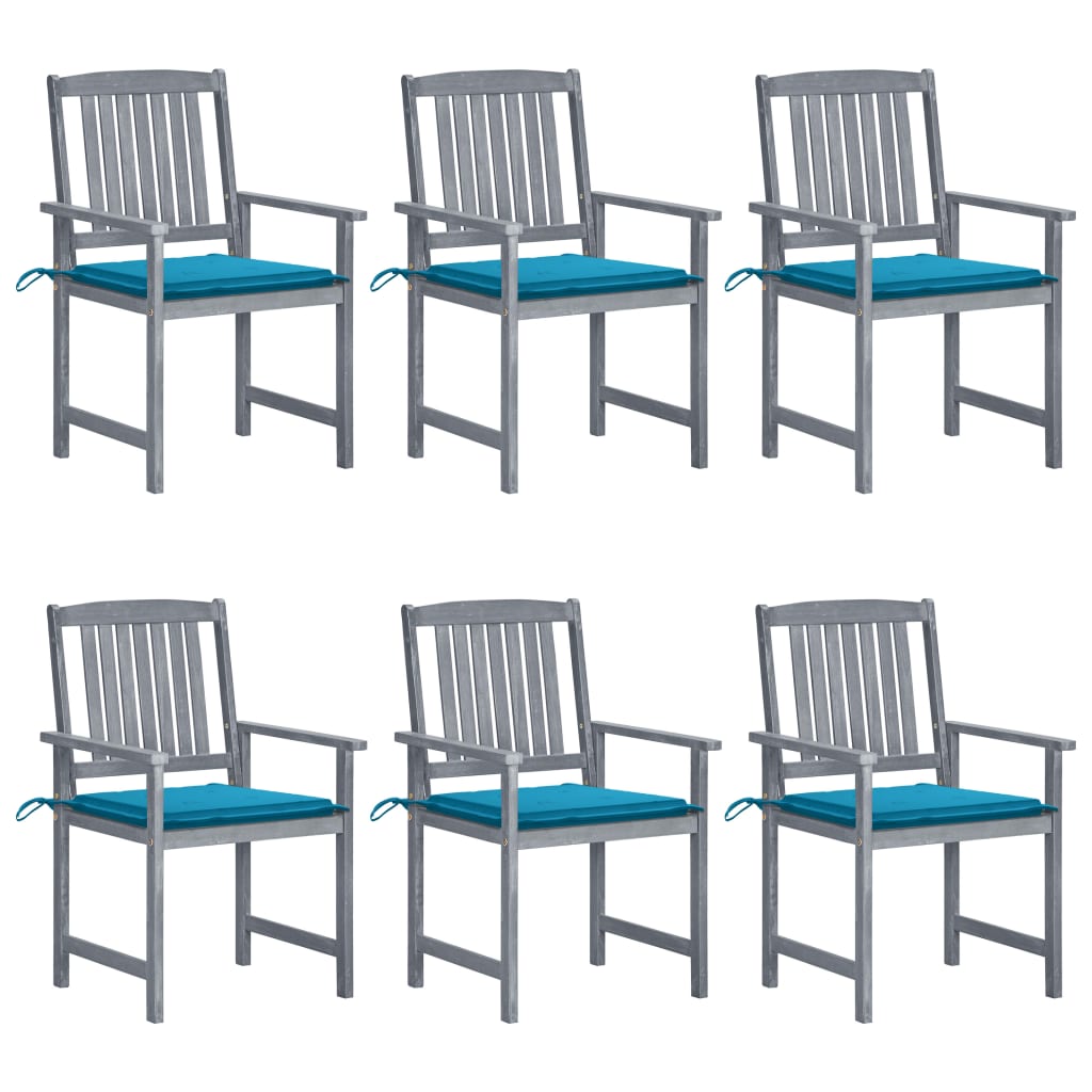 vidaXL Gartenstühle mit Kissen 6 Stk. Massivholz Akazie Grau