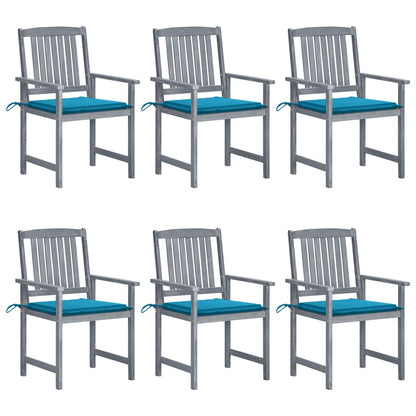 vidaXL Gartenstühle mit Kissen 6 Stk. Massivholz Akazie Grau
