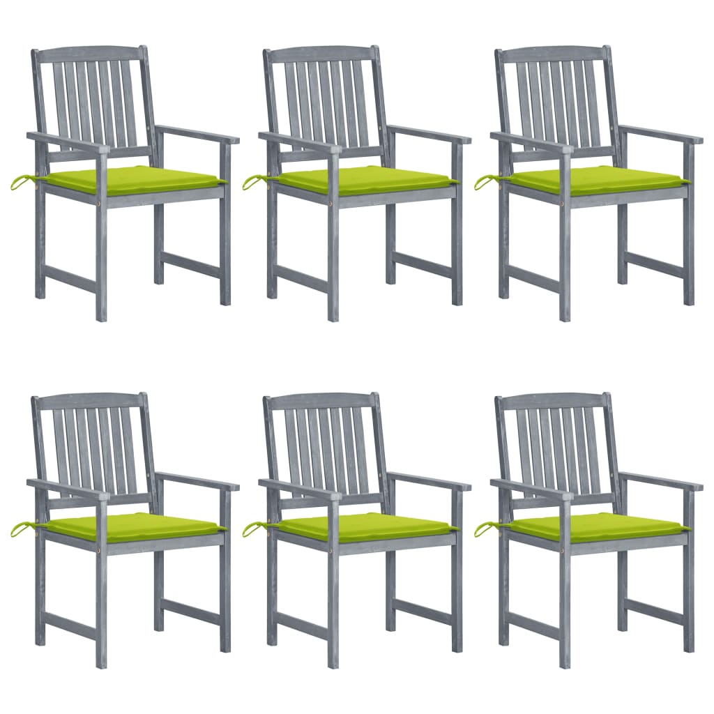 vidaXL Gartenstühle mit Kissen 6 Stk. Massivholz Akazie Grau