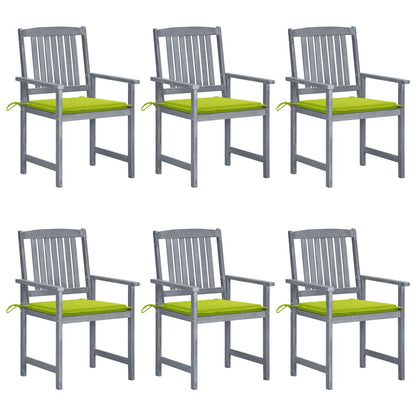 vidaXL Gartenstühle mit Kissen 6 Stk. Massivholz Akazie Grau