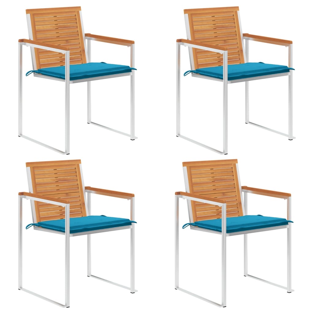 vidaXL Chaises de jardin 4 pcs avec coussins Bois d'acacia massif