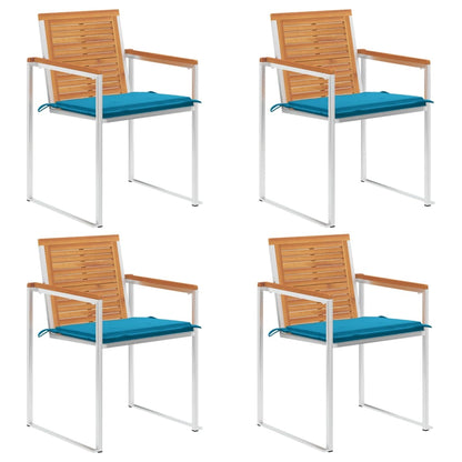 vidaXL Chaises de jardin 4 pcs avec coussins Bois d'acacia massif
