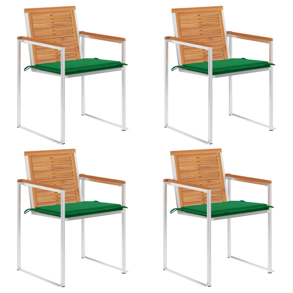 vidaXL Chaises de jardin 4 pcs avec coussins Bois d'acacia massif