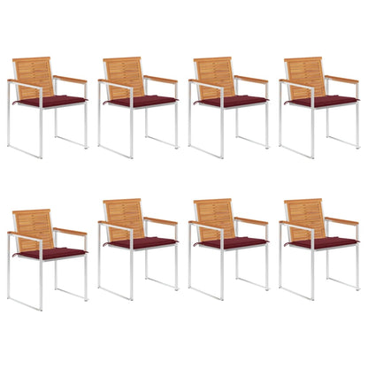 vidaXL Chaises de jardin 8 pcs avec coussins Bois d'acacia massif