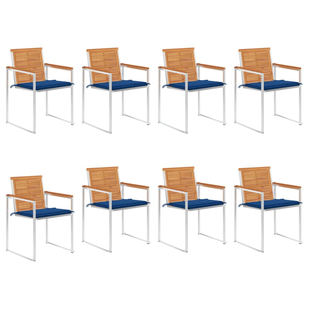 vidaXL Chaises de jardin 8 pcs avec coussins Bois d'acacia massif