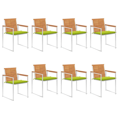 vidaXL Chaises de jardin 8 pcs avec coussins Bois d'acacia massif