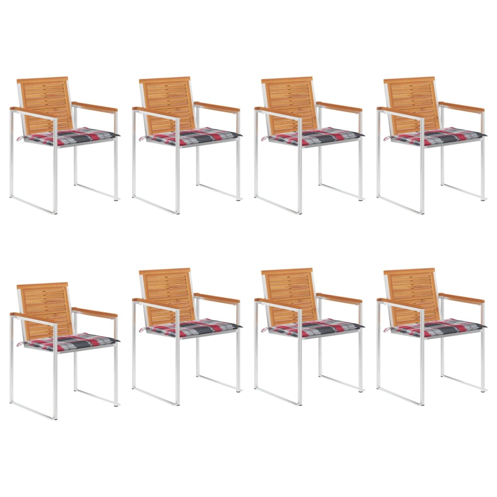 vidaXL Chaises de jardin 8 pcs avec coussins Bois d'acacia massif