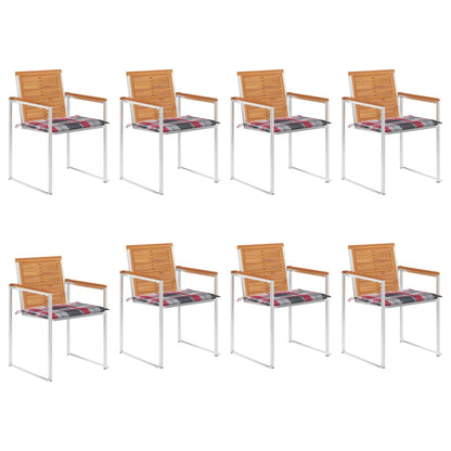 vidaXL Chaises de jardin 8 pcs avec coussins Bois d'acacia massif