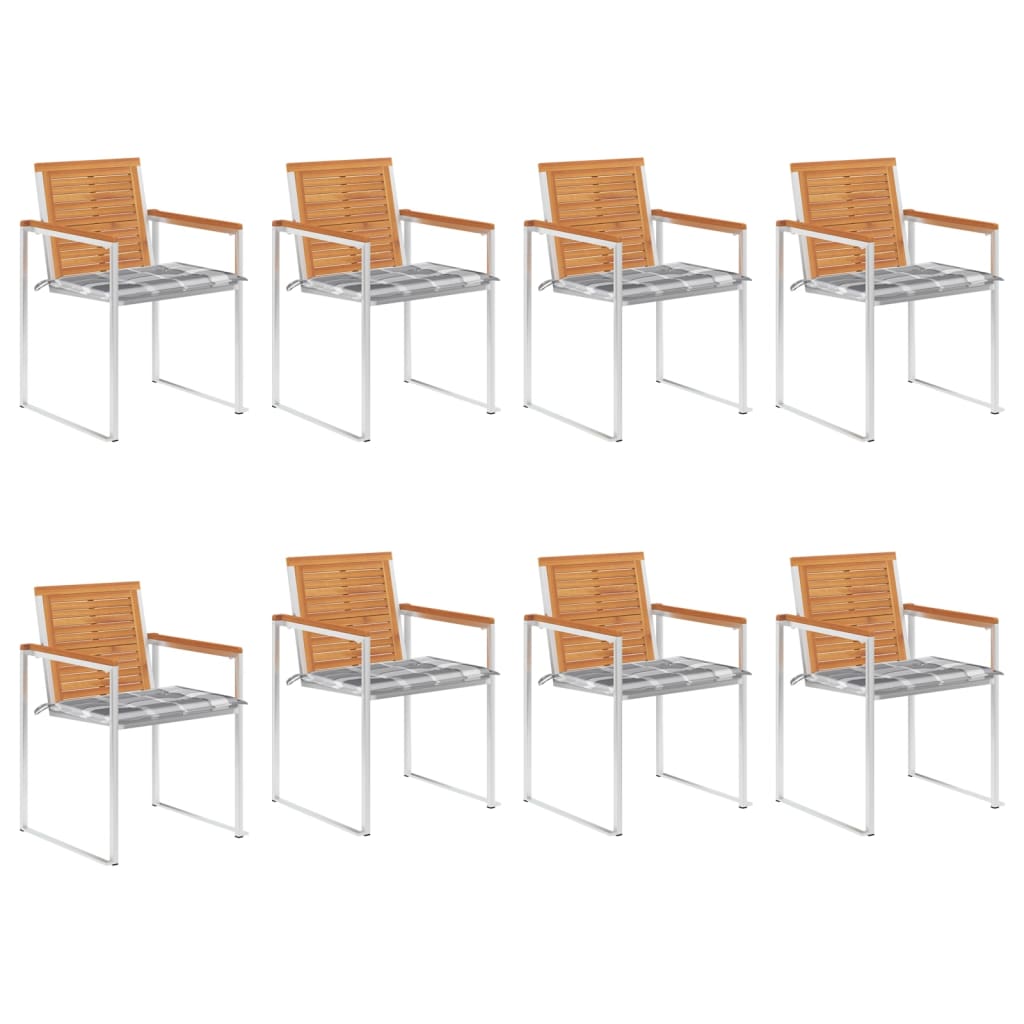 vidaXL Chaises de jardin 8 pcs avec coussins Bois d'acacia massif