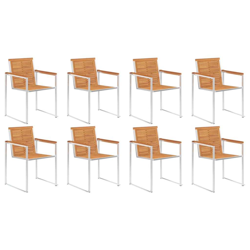 vidaXL Chaises de jardin 8 pcs. avec coussins Bois d'acacia massif