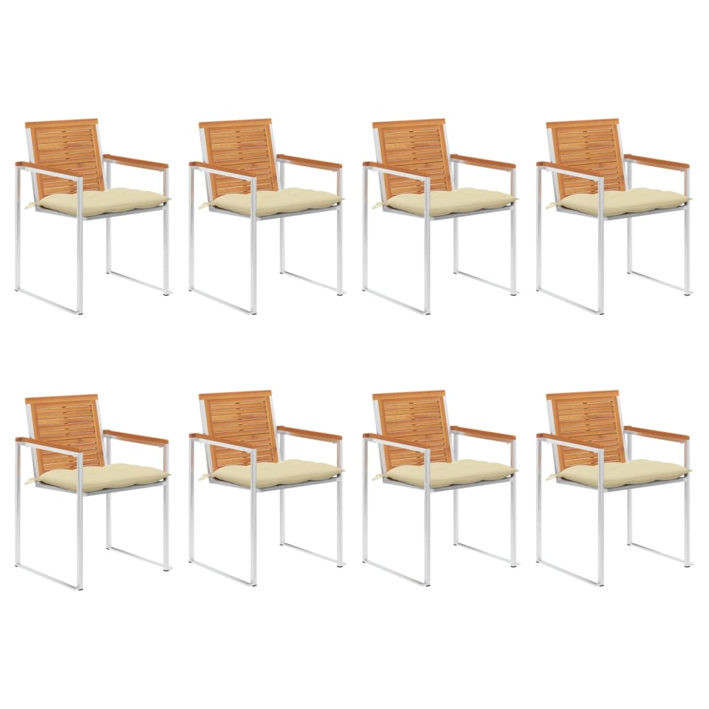 vidaXL Chaises de jardin 8 pcs avec coussins Bois d'acacia massif
