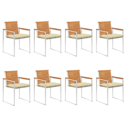 vidaXL Chaises de jardin 8 pcs avec coussins Bois d'acacia massif