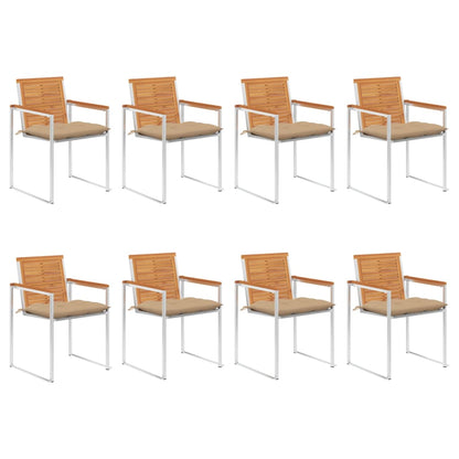 vidaXL Chaises de jardin 8 pcs avec coussins Bois d'acacia massif