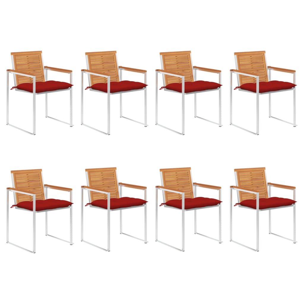 vidaXL Chaises de jardin 8 pcs avec coussins Bois d'acacia massif