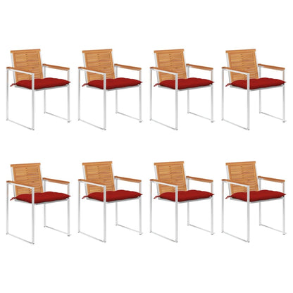 vidaXL Chaises de jardin 8 pcs avec coussins Bois d'acacia massif