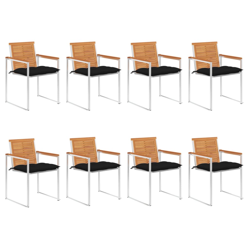 vidaXL Chaises de jardin 8 pcs avec coussins Bois d'acacia massif