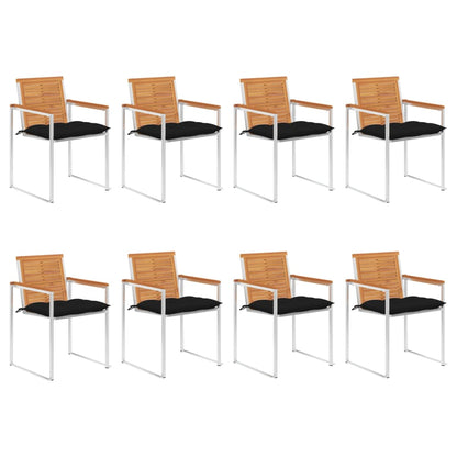 vidaXL Chaises de jardin 8 pcs avec coussins Bois d'acacia massif