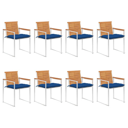 vidaXL Chaises de jardin 8 pcs avec coussins Bois d'acacia massif