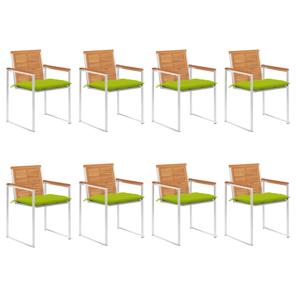 vidaXL Chaises de jardin 8 pcs avec coussins Bois d'acacia massif
