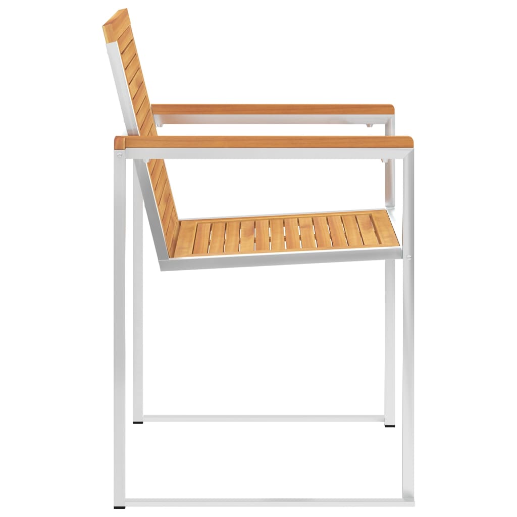 vidaXL 6 Stk. Gartenstühle Massivholz Teak und Edelstahl