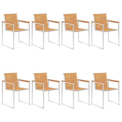 vidaXL 8 Stk. Gartenstühle Massivholz Teak und Edelstahl