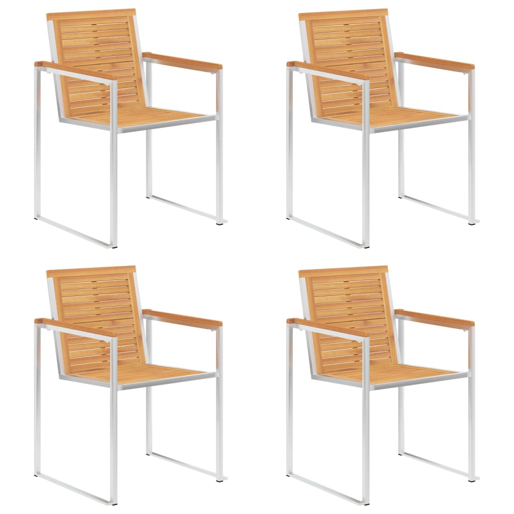 vidaXL 4 Stk. Gartenstühle mit Kissen Massivholz Teak