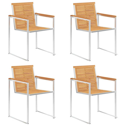 vidaXL Gartenstühle 4 Stk. mit Kissen Massivholz Teak