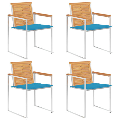 vidaXL Chaises de jardin 4 pcs avec coussins Bois de teck massif