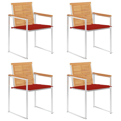 vidaXL Chaises de jardin 4 pcs avec coussins Bois de teck massif
