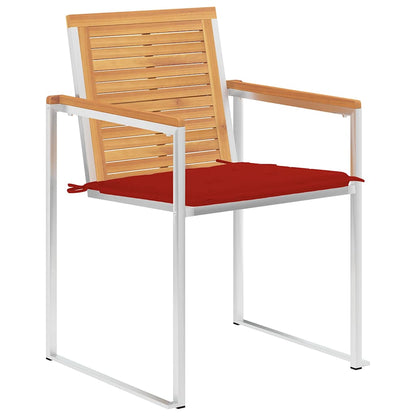 vidaXL Chaises de jardin 4 pcs avec coussins Bois de teck massif