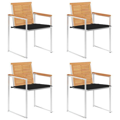 vidaXL Gartenstühle 4 Stk. mit Kissen Massivholz Teak