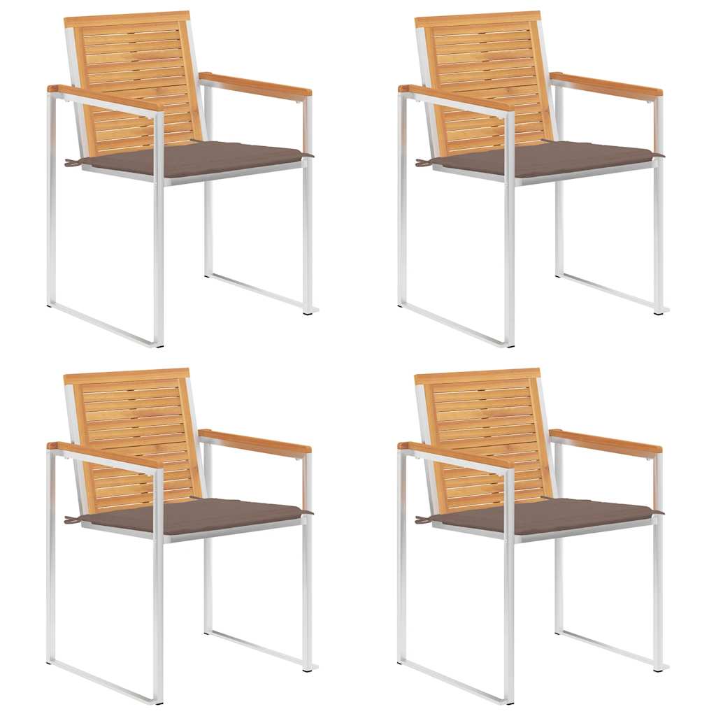 vidaXL Gartenstühle 4 Stk. mit Kissen Massivholz Teak