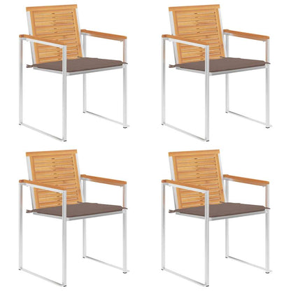 vidaXL Gartenstühle 4 Stk. mit Kissen Massivholz Teak