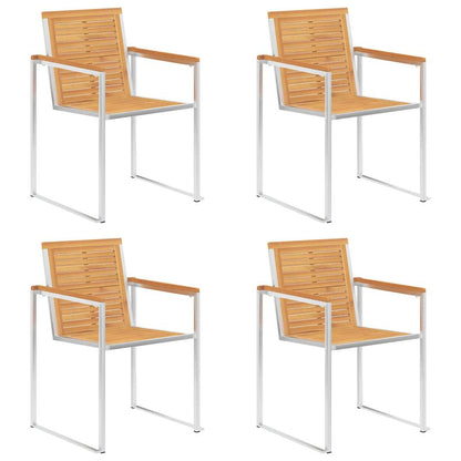 vidaXL Gartenstühle 4 Stk. mit Kissen Massivholz Teak