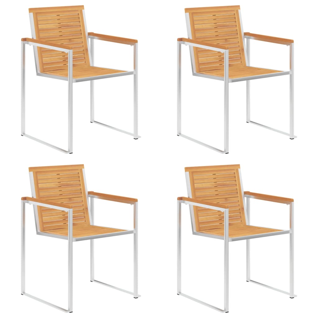 vidaXL Gartenstühle 4 Stk. mit Kissen Massivholz Teak