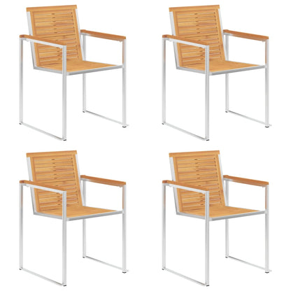 vidaXL Gartenstühle 4 Stk. mit Kissen Massivholz Teak