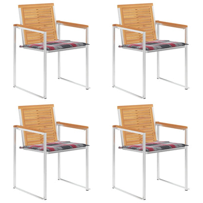 vidaXL Chaises de jardin 4 pcs avec coussins Bois de teck massif