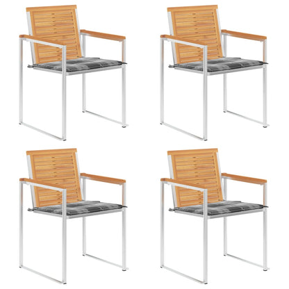 vidaXL Gartenstühle 4 Stk. mit Kissen Massivholz Teak