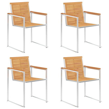 vidaXL Gartenstühle 4 Stk. mit Kissen Massivholz Teak