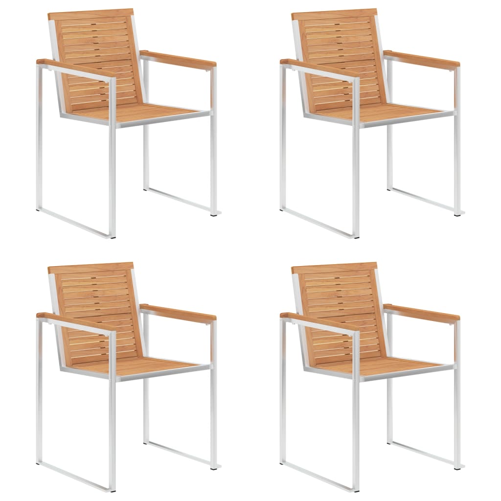 vidaXL Chaises de jardin 4 pcs avec coussins Bois de teck massif