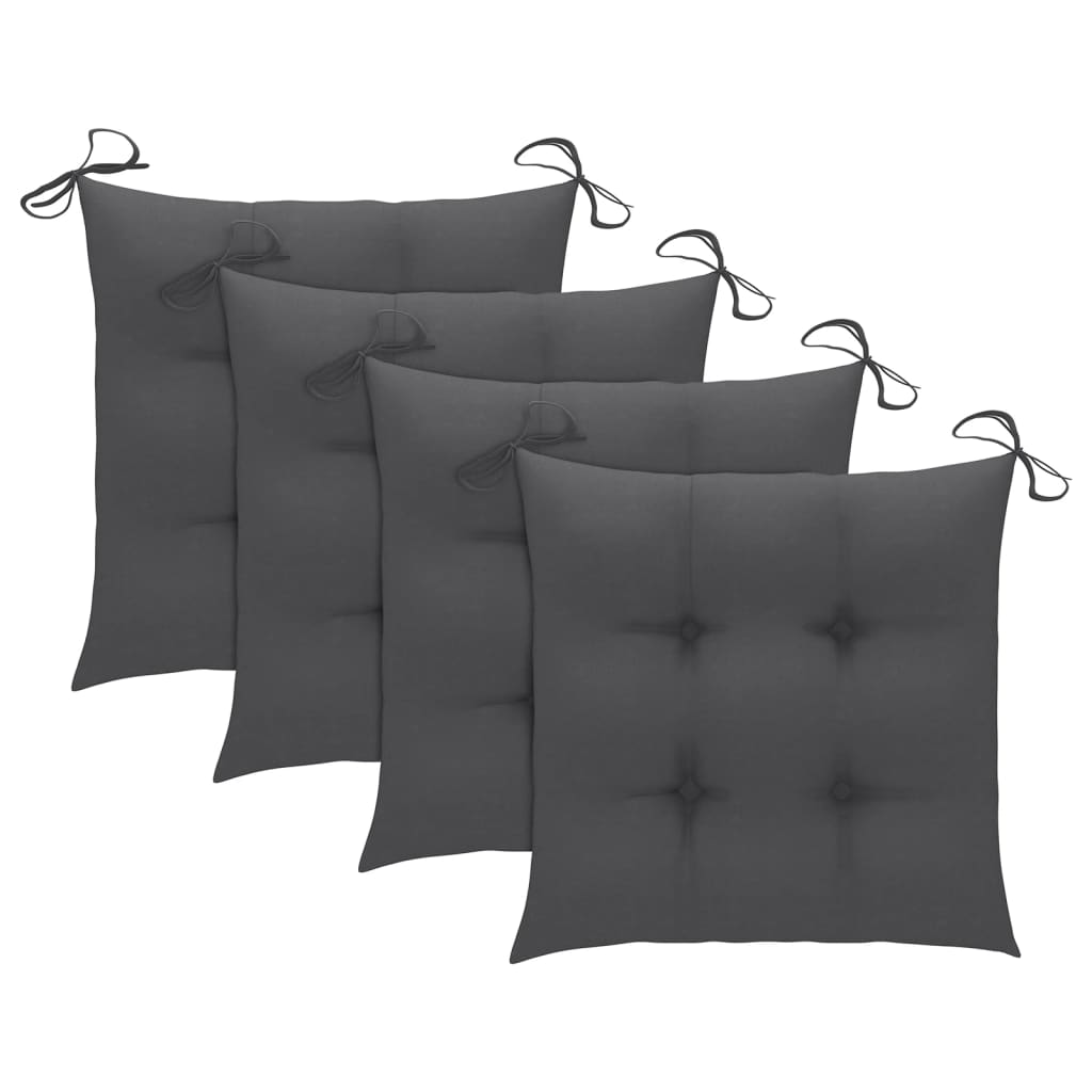 vidaXL Chaises de jardin 4 pcs avec coussins Bois de teck massif
