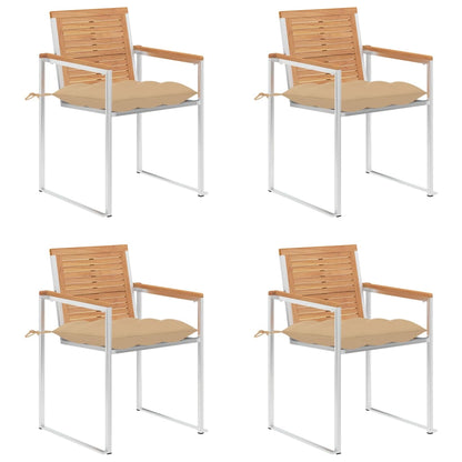 vidaXL Gartenstühle 4 Stk. mit Kissen Massivholz Teak
