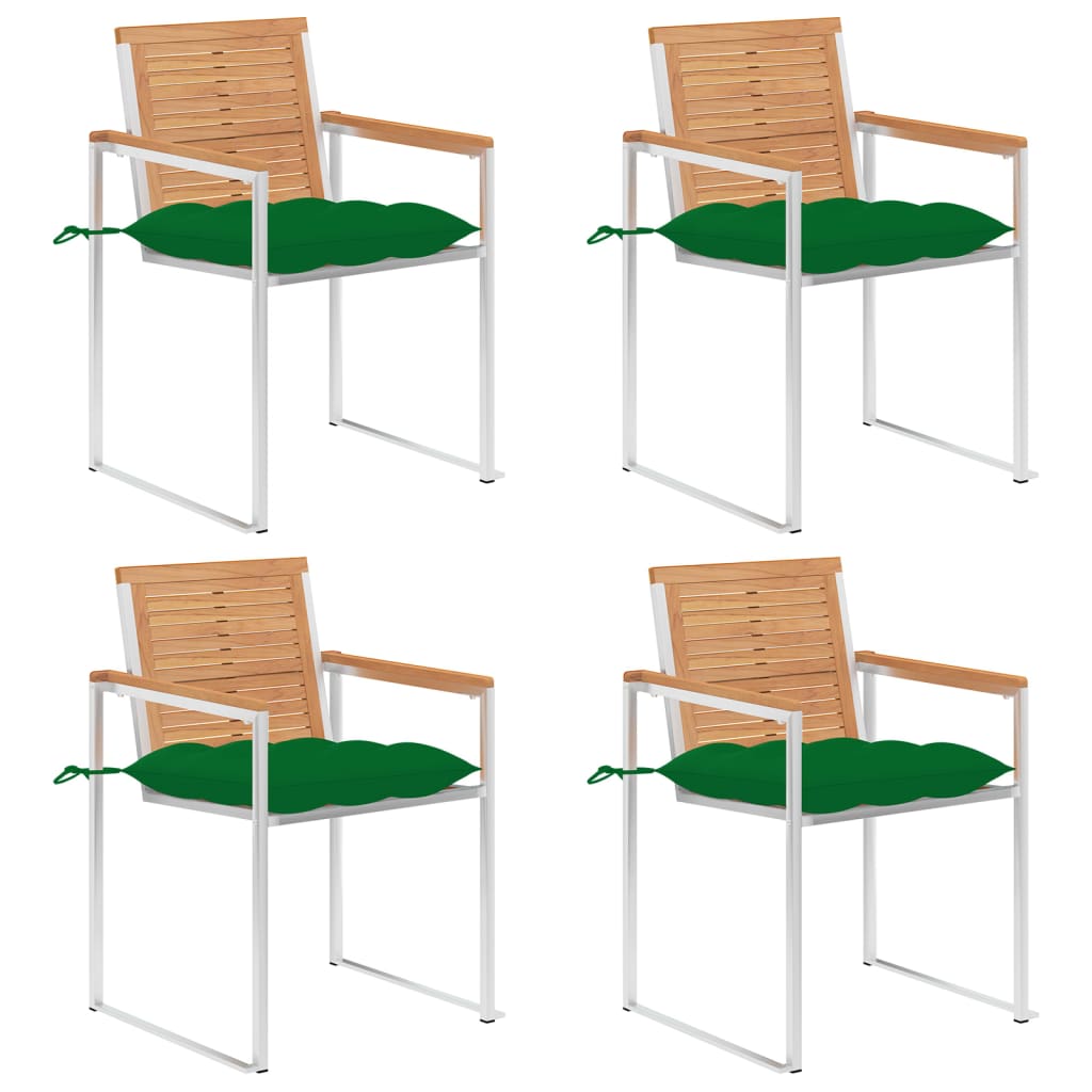 vidaXL Gartenstühle 4 Stk. mit Kissen Massivholz Teak